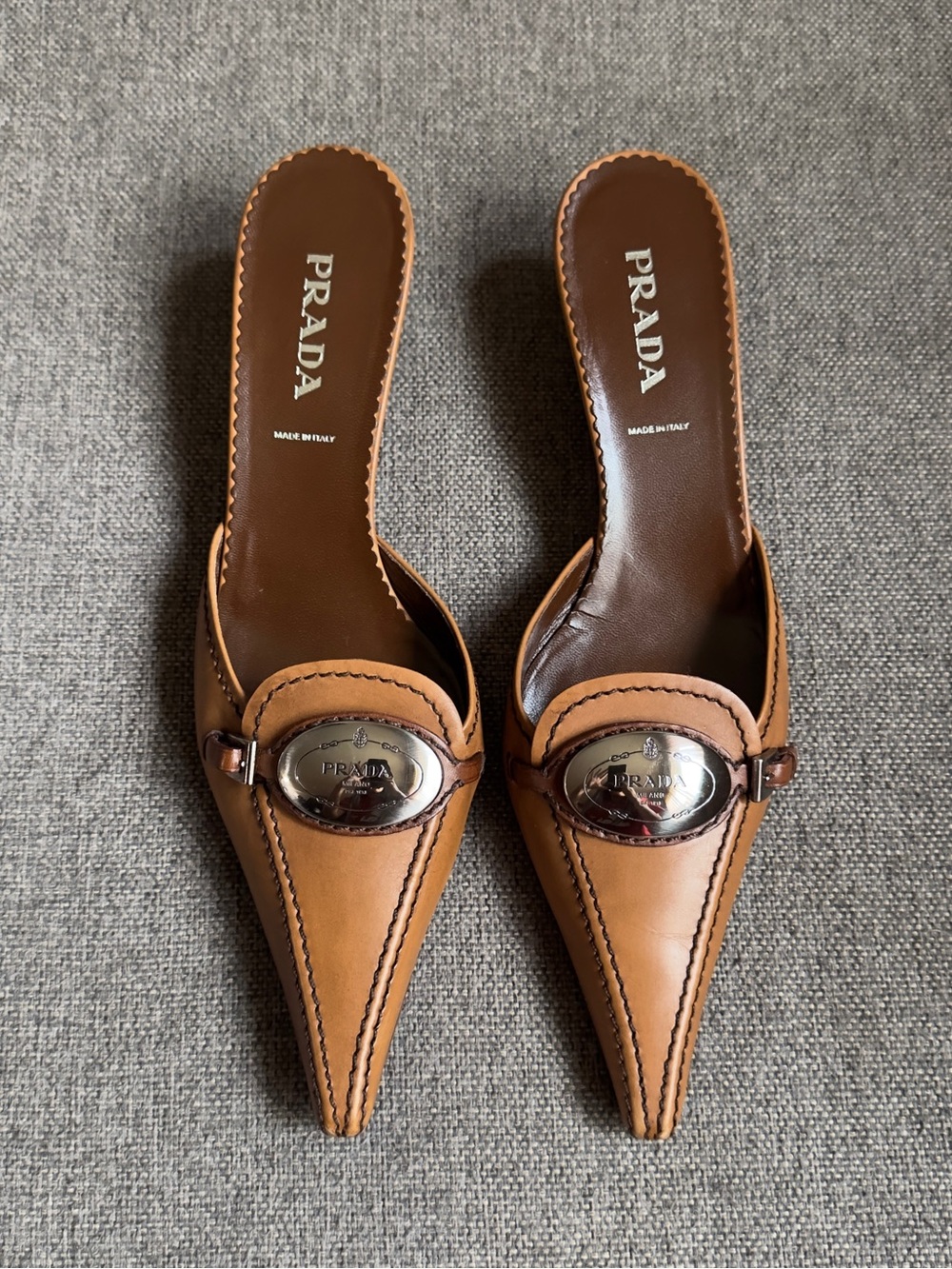 Vintage Prada leather logo heels